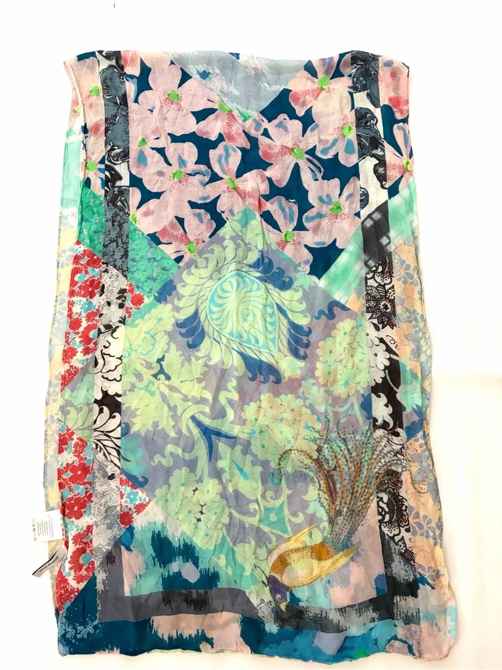 Anthropologie Susannagh Grogan Infinity Scarf Cashmere Bland Patchwork Floral